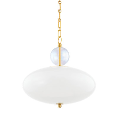 1 - Light Aged Brass Shaded Pendant
