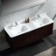 Ensemble de meuble-lavabo mural flottant cannelé à grain de bois en noyer de 60 po avec meuble-lavabo double en acrylique et 4 tiroirs à fermeture en douceur Schlater-984863312-984863317