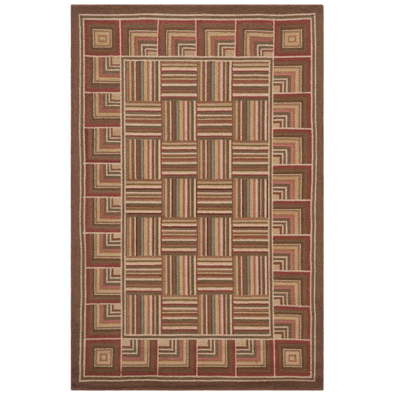 Avalon Hand Hooked Wool Pile Geometric Rug, Rectangle 3'9" x 5'9"