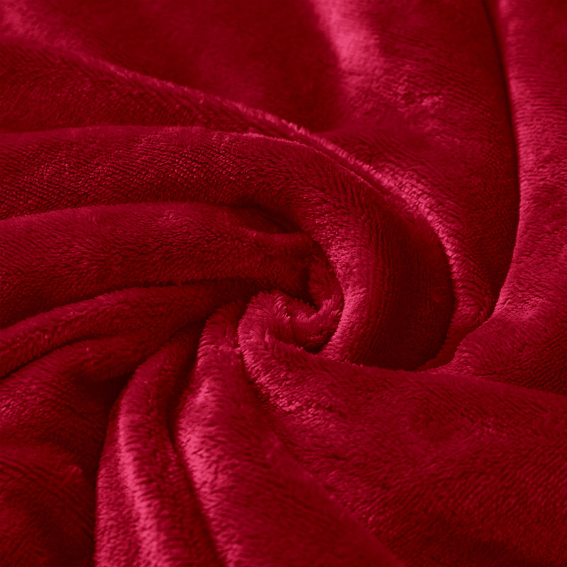 Sherpa Fleece Fur Thick Reversible Blanket Throw, Burgundy, 200cm x 150cm