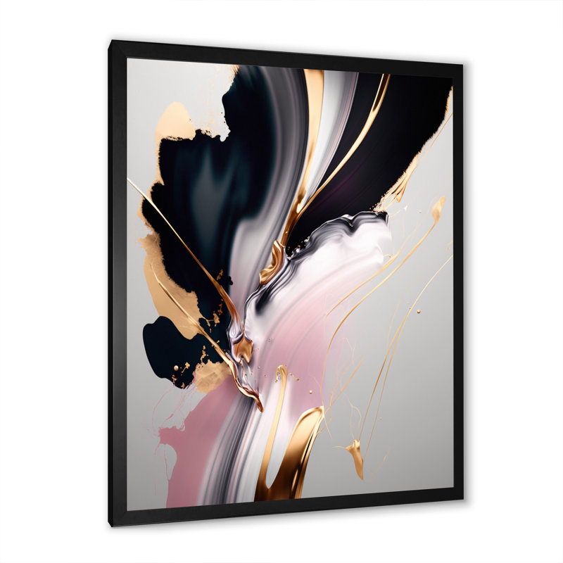 «Gold Black Transcendant Complexity», reproduction d'art sur toile abstraite, Cadre photo noir, H 20 po x l 12 po x P 1 po