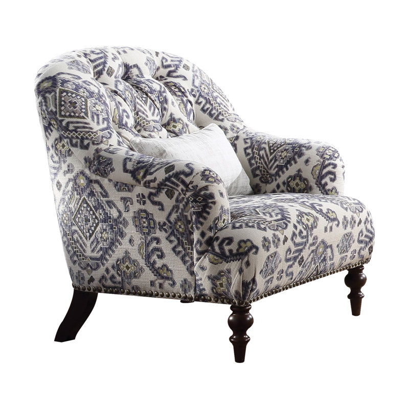 Chaise en tissu à motif Saira avec coussin