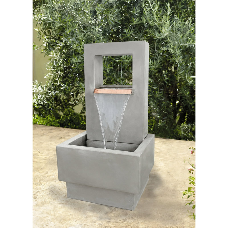 TruCast Ventana Fountain with Light, Light Grey