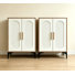 Armoire de rangement cannelée, noyer et blanc, 2 pièces