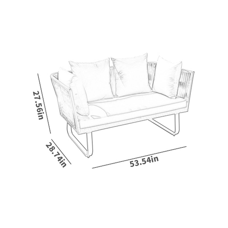 Canapé d'extérieur en rotin tissé imperméable avec protection solaire