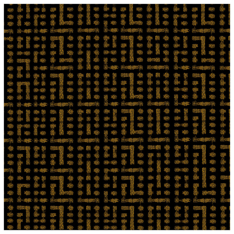 Tapisserie murale en labyrinthe géométrique doré, H 68 po x l 80 po avec 4 œillets
