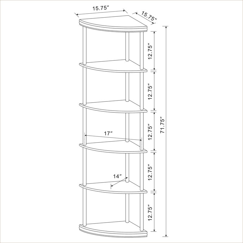 Étagère d'angle compacte en bois massif compacte avec rangement ouvert pour petits espaces de vie et bureaux à domicile
