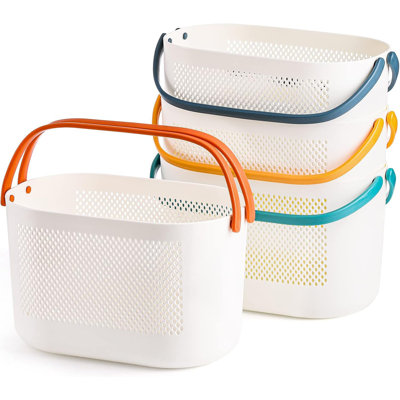 Ensemble de 4 paniers de douche portatifs en plastique avec poignée et drainage, organisateur de rangement pour articles de toilette pour salle de bain