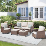 6 Piece Wicker/Rattan Sofa Seating Group With Cushions