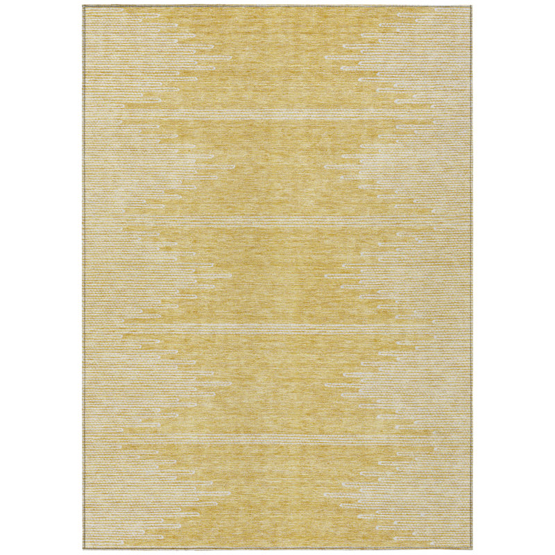 Tapis intérieur lavable abstrait doré et ivoire 10 pi x 14 pi
