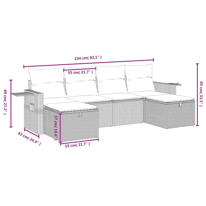 Ensemble de canapé de jardin Vidaxl, Blanc, Beige