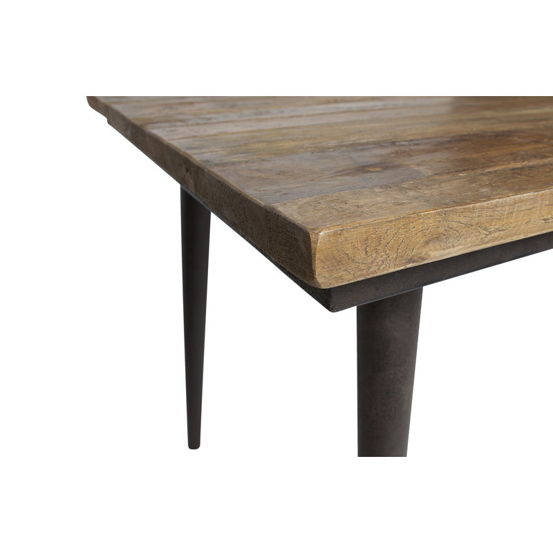 Solid Wood Top Metal Base Dining Table