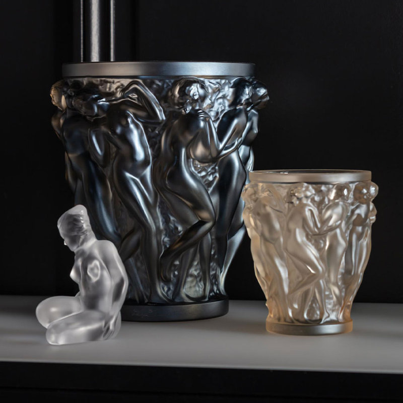 Bacchantes Handmade Crystal Table Vase, Bronze