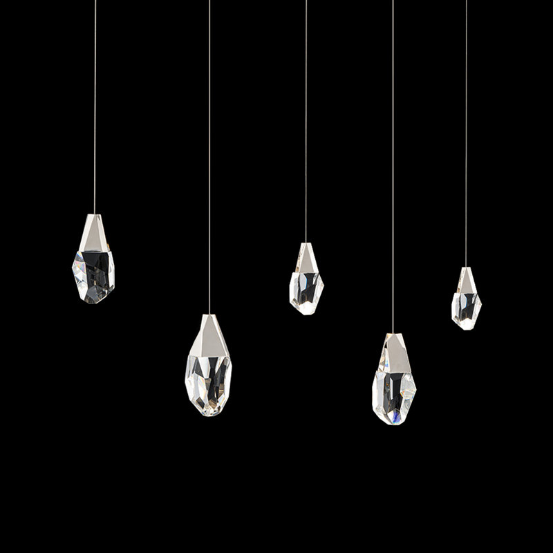 Martini 5 Light Crystal LED Multi-Light Pendant, Polished Nickel, Clear