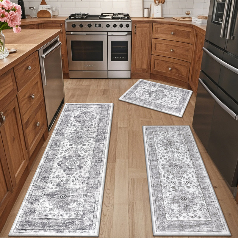 Machine Washable Non-Slip Kitchen Mat, Gray