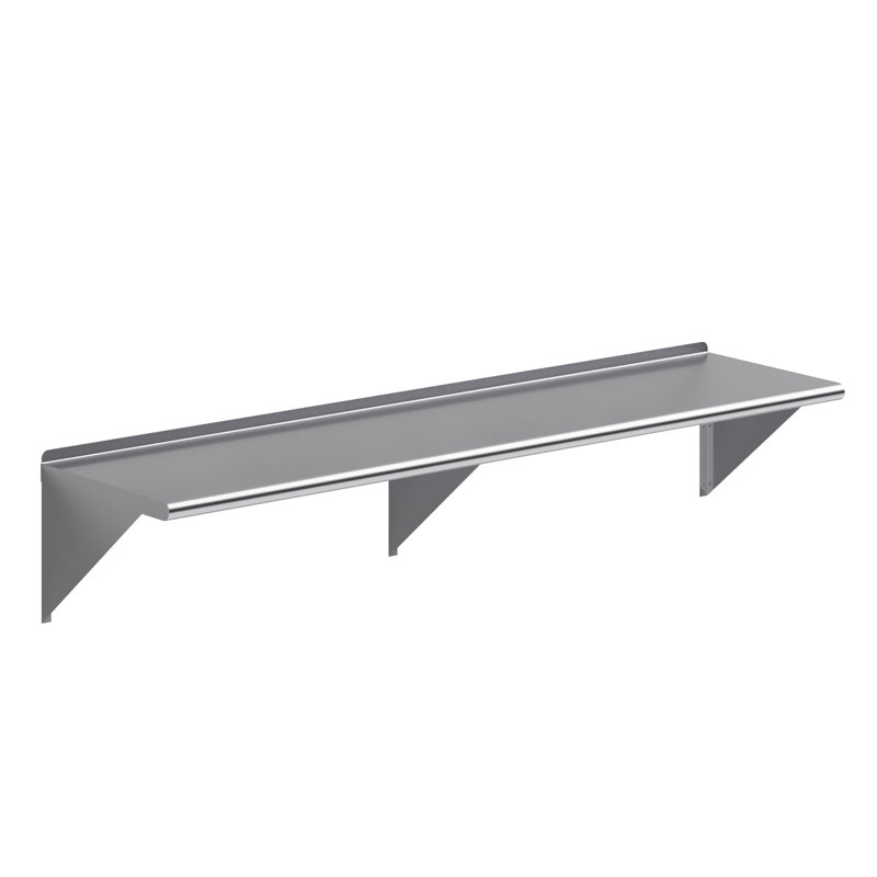 Stainless Steel Wall Mount Shelf, 17" H x 72" W x 18" D