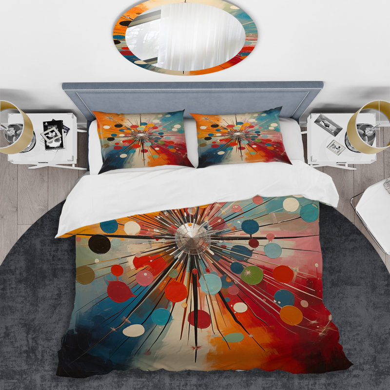 Ensemble de housse de couette Colorful Mid Century, Housse de couette simple et deux taies décorative