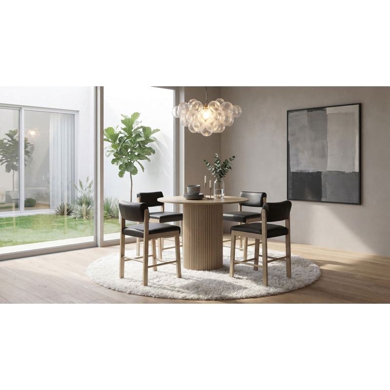 Ensemble de salle à manger à hauteur de comptoir 5 pièces Weidar, Natural Oak, Black/Natural Oak