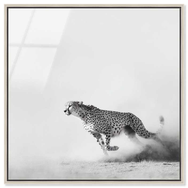 Cheetah Run High-Gloss Frameless Acrylic Glass Wall Art Animals Print by Oliver Gal, Ready to Hang, 12 x 12, 13" H x 13" W