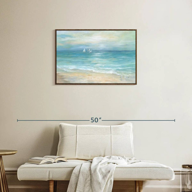 Paysage de l'île Azemar, Cadre flottant noyer, 31 po x 21 po