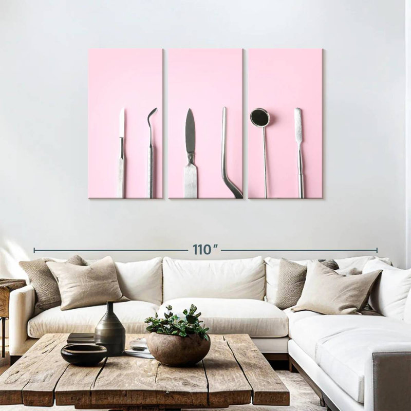 Dental Tools On Pink, 48" H x 74" W