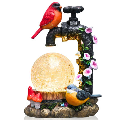  Garden Decor for Outside Red Cardinal Bird Statues with Outdoor Solar Lights, Resin Garden Sculptures & Statues for Lawn Porch Yard Decor, Valentines Gifts for Women Mom,8.3"