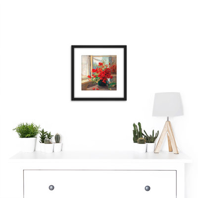 Florian Bouquet Poppies Window Flowers by Olga Wisinger-Florian - Single Picture Frame Painting