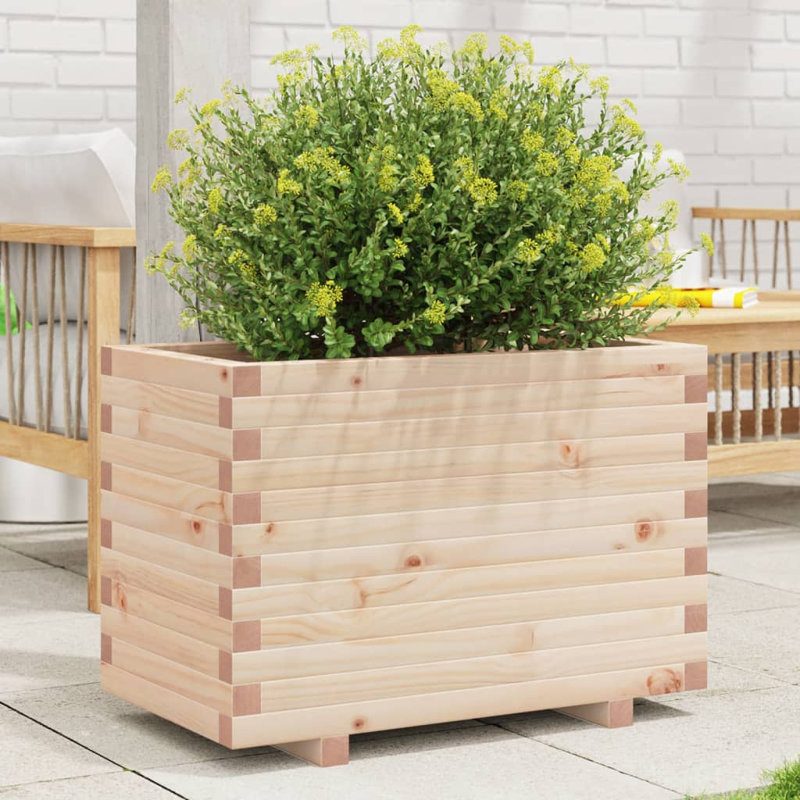 8 Wood Planter, 49.5cm H x 70cm W x 40cm D, Natural pine wood