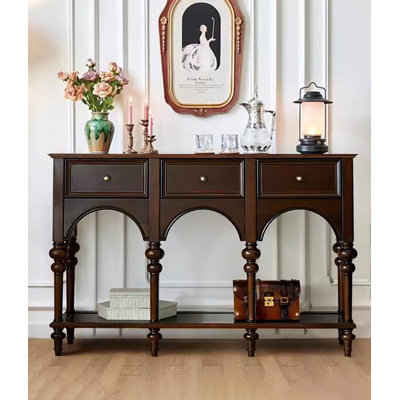 Classic Traditional Console Table with 3 Drawers & Lower Shelf