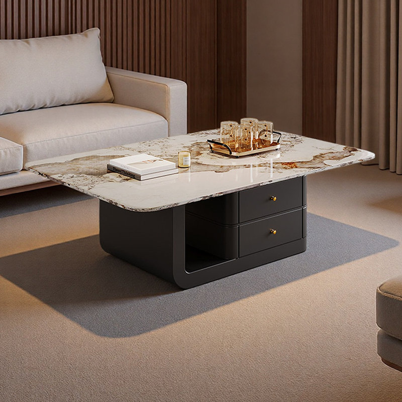 Table basse avec rangement Simplicity, Blanc / Taupe, H 16,53 po x L 51,18 po x l 27,55 po