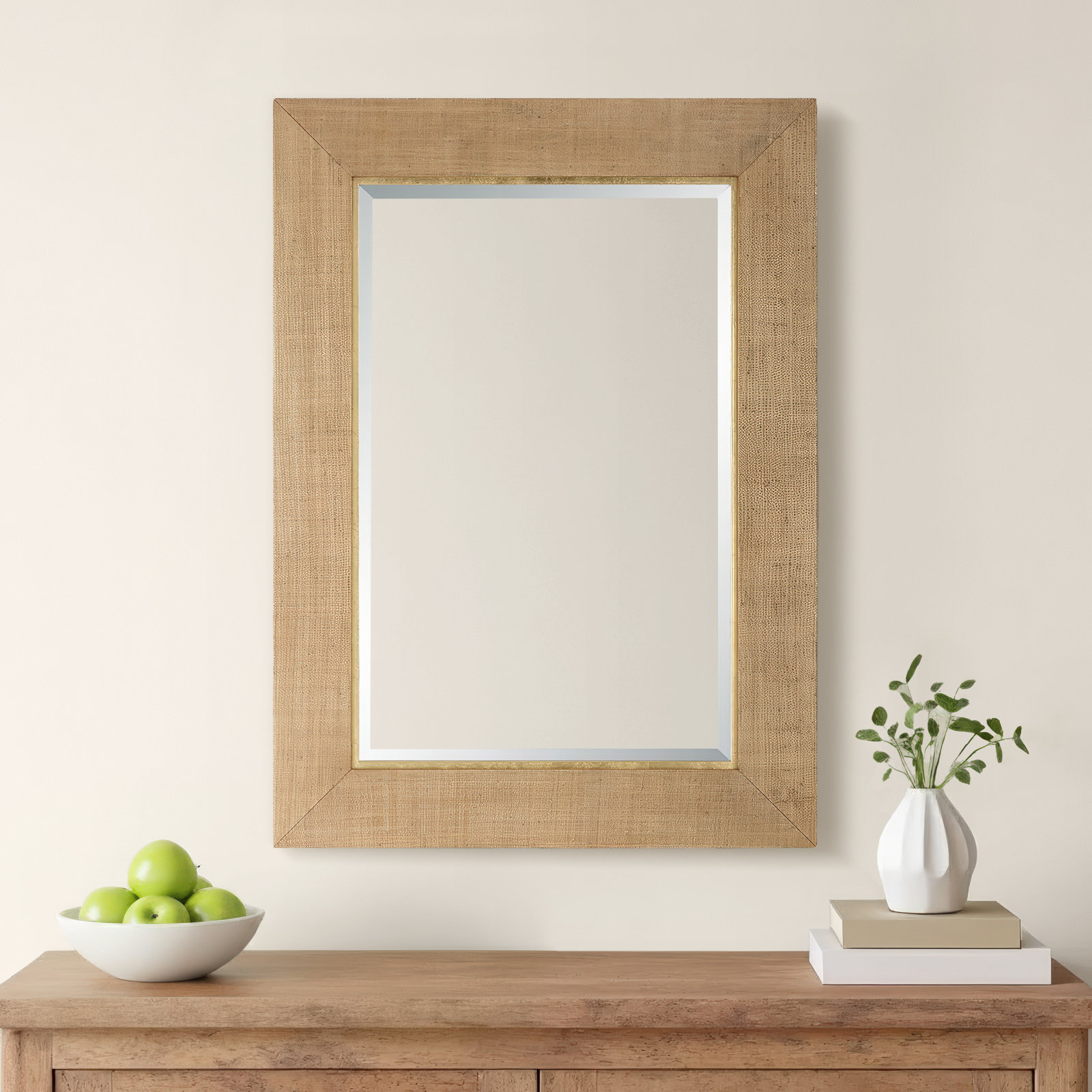 32" Grasscloth Accent Mirror
