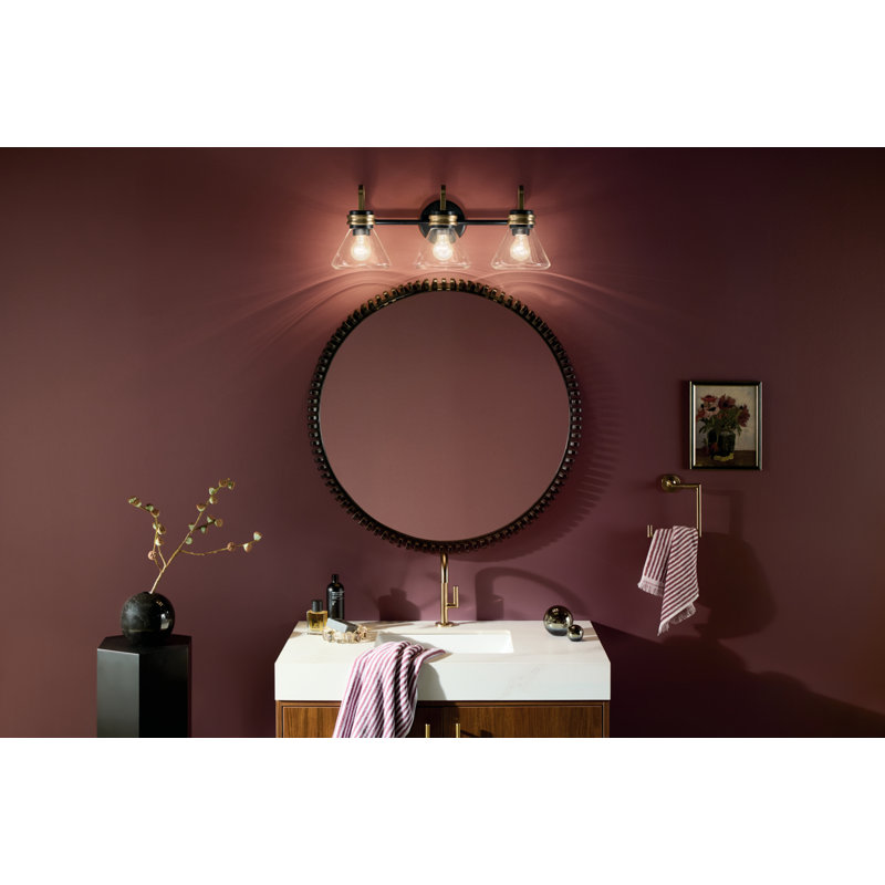 26" 3-Light Vanity Light with Clear Glass, Satin Black