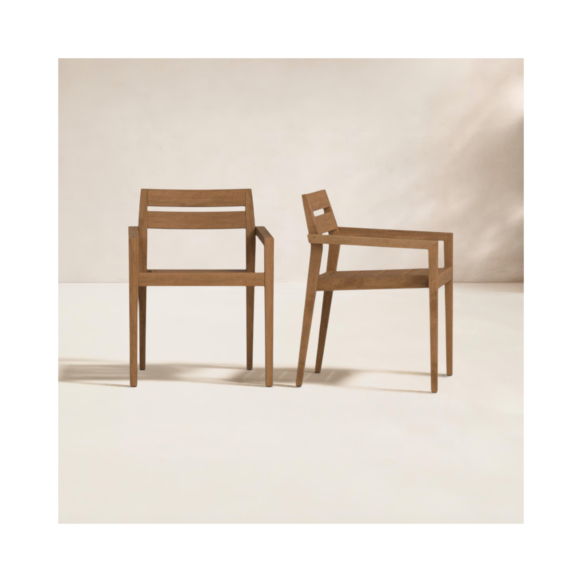 Kinsler Eucalyptus Outdoor Stackable Dining Armchair, Brown