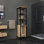 Stylish Bathroom Cabinet, Sapphire & Anthracite, 63.7 x 15.0 x 13.4 inches | Durable 100% Melamine Coated Particle Board & 100% Metal Frame | Numerous Shelves for Extra Storage | Wall-Mountable Design, Industrial Charm