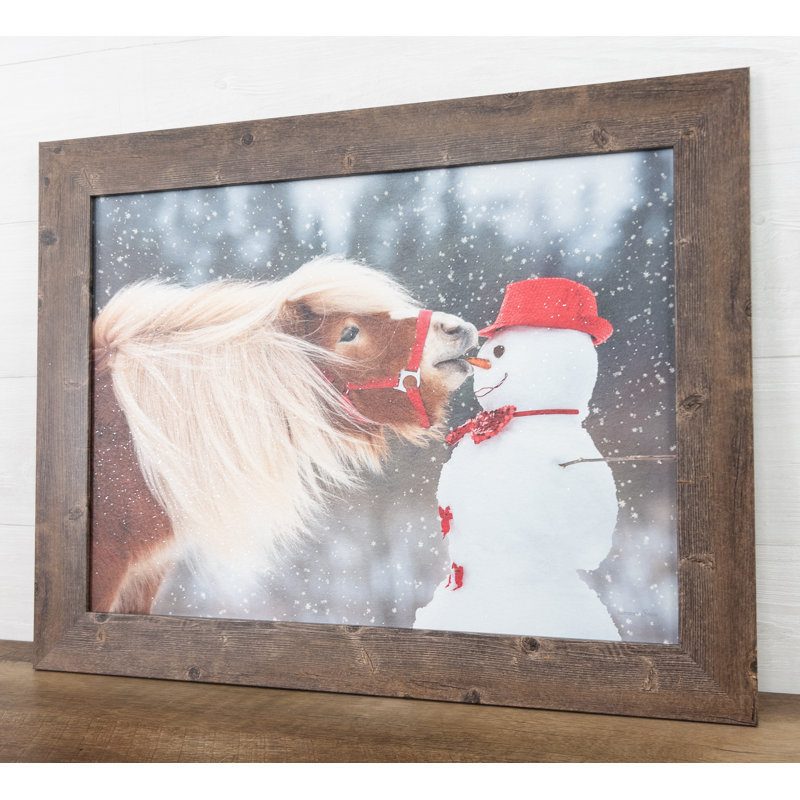 «Don't Resist Snowman Horse Pony» - impression, H 13 po x l 16 po x P 1 po, Brun clair