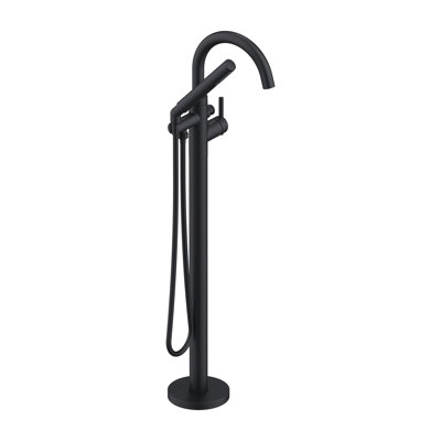 Contemporary 1-Handle Freestanding Floor Mount Tub Filler Trim Kit with 1.75 GPM Showerstick Handshower