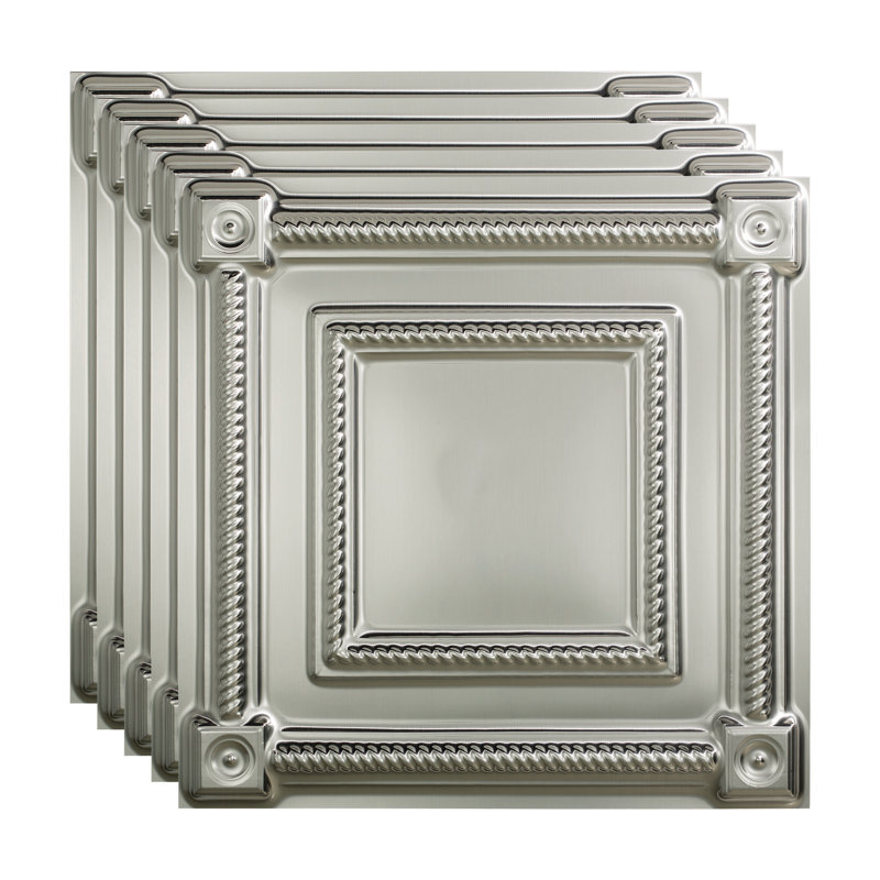 Panneau de plafond décoratif en vinyle 2 pi x 2 pi FASÄDE Coffer, Aluminium brossé