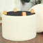 Premium Teddy Footstool | Boucle Storage Ottoman | Foot Stool Living Room | Round Pouffe Stool with Storage on Wooden Feet D45 H41 cm White