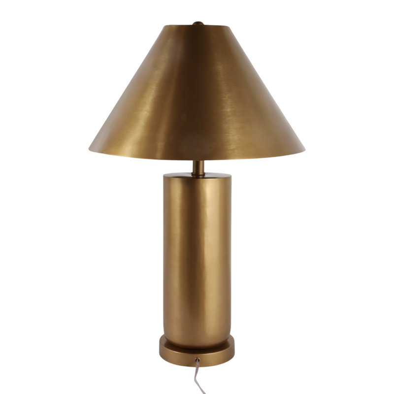 Lampe de table cylindrique avec abat-jour conique en fer pour éclairage de chevet - Petite lampe d'appoint contemporaine pour salon - 66 cm, bronze