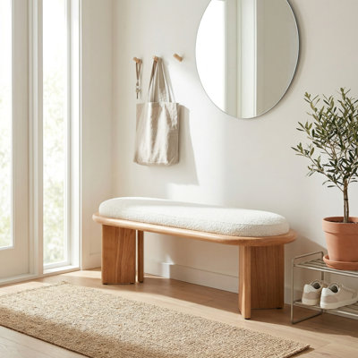 Banc rembourré en bois massif CloudHaven