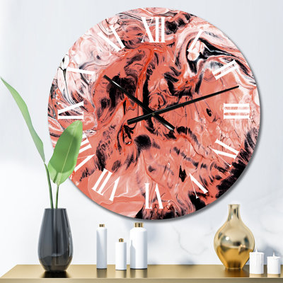 Horloge murale moderne en marbre rose et noir