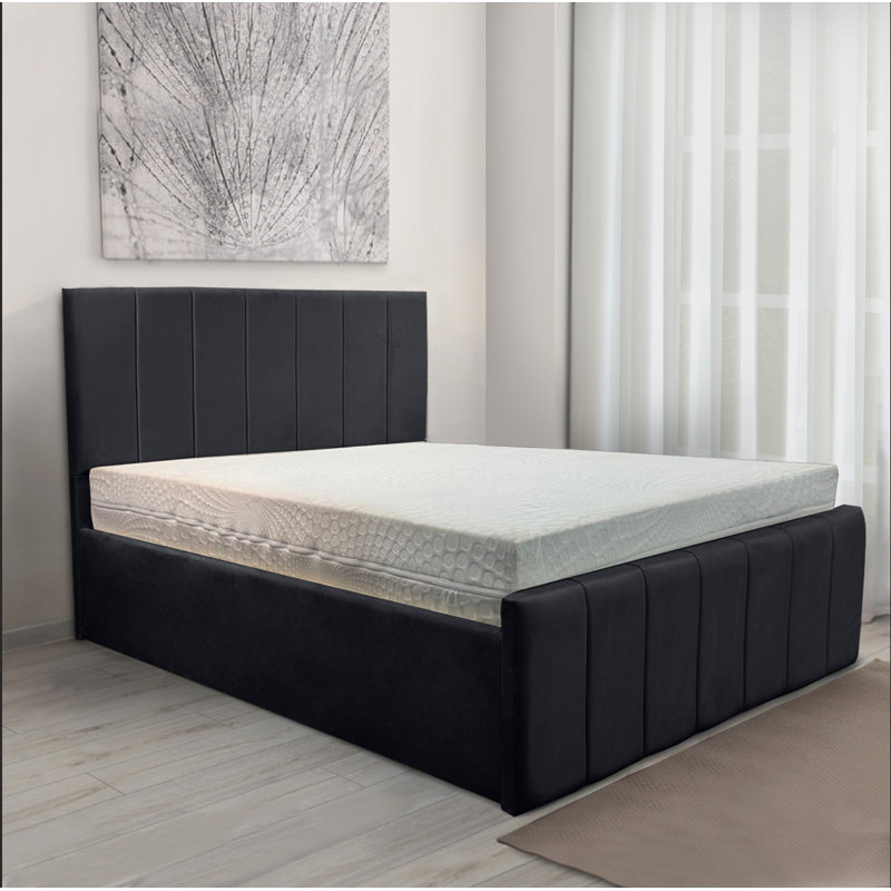 Upholstered Ottoman Storage Bed with Lift-Up Design, Double (4'6), Black
