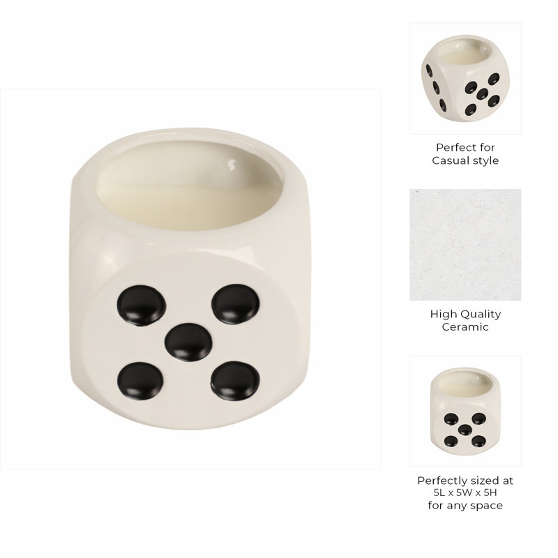 White/Black Tobacco Dice Candle, Wax, Tobacco Scent, Casual, 13 oz