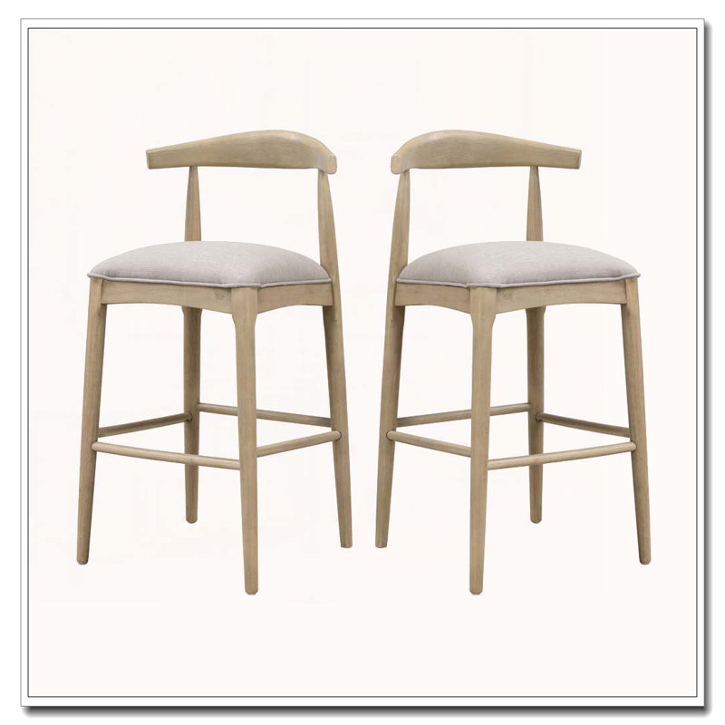 Wood Frame Barstool, Gray/Brown, Bar Stool (30.5" Seat Height)