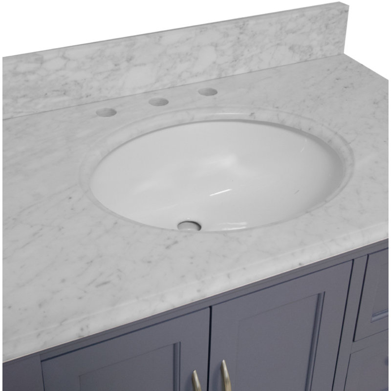 Ensemble de meuble-lavabo simple 36 po Hampton, Gris anthracite, Marbre de Carrare