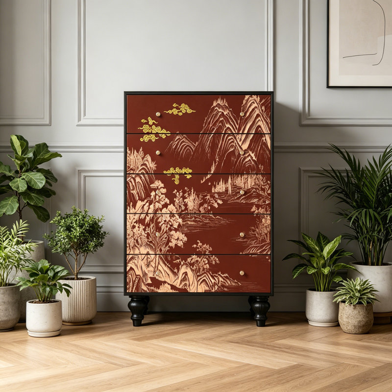 Commode 5 tiroirs de style chinois