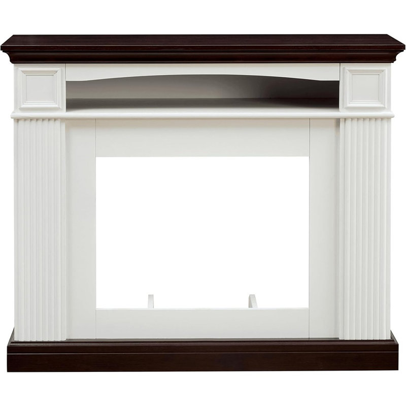 Cadre de cheminée et meuble télé - Design ondulé élégant, blanc