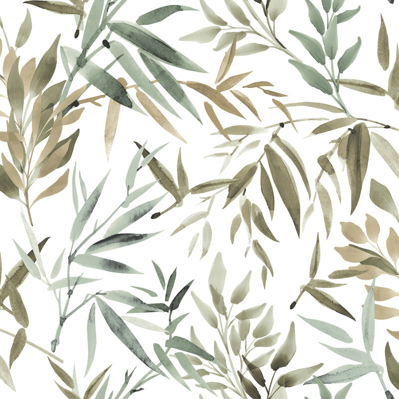 Papier peint vert avec auvent peint, Vert
