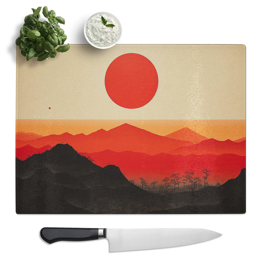 Japanese Sunset Minimalism  Glass Chopping Board