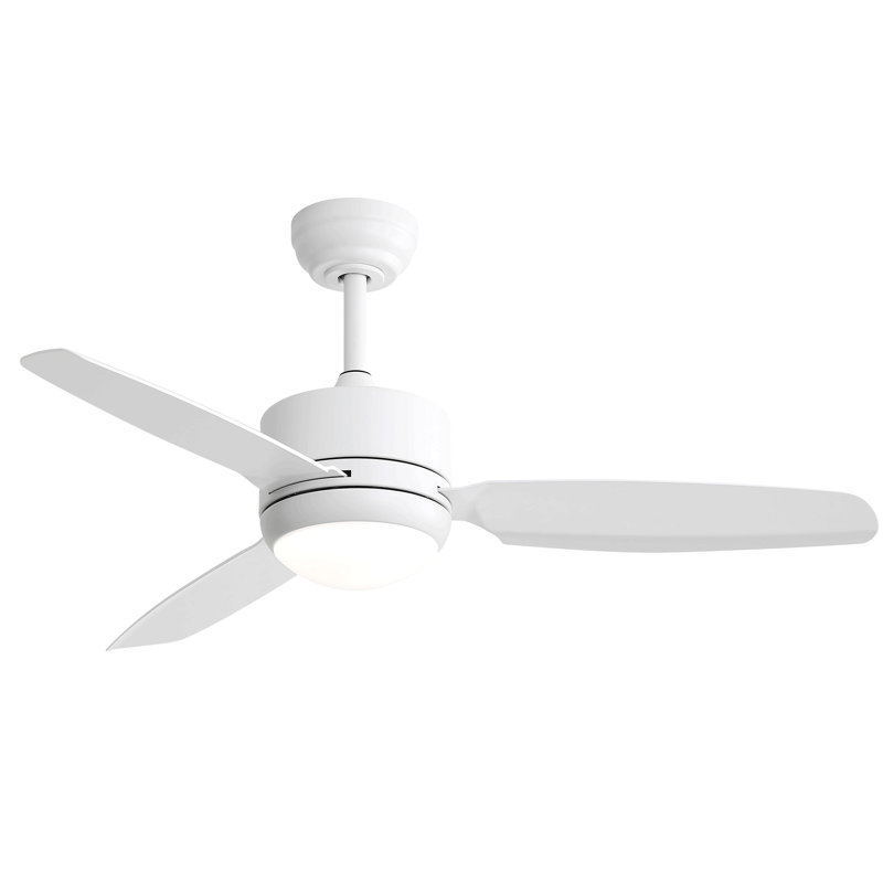 Ventilateur de plafond de 46 pouces avec lumières, 3 pales en ABS, télécommande à 6 vitesses pour moteur DC, Blanc, Blanc